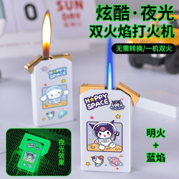 Double Fire Glow in the Dark Kuromi Cinnamoroll Refillable Lighter