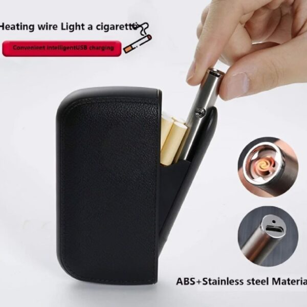 10 Cigarette Case with USB Lighter Set